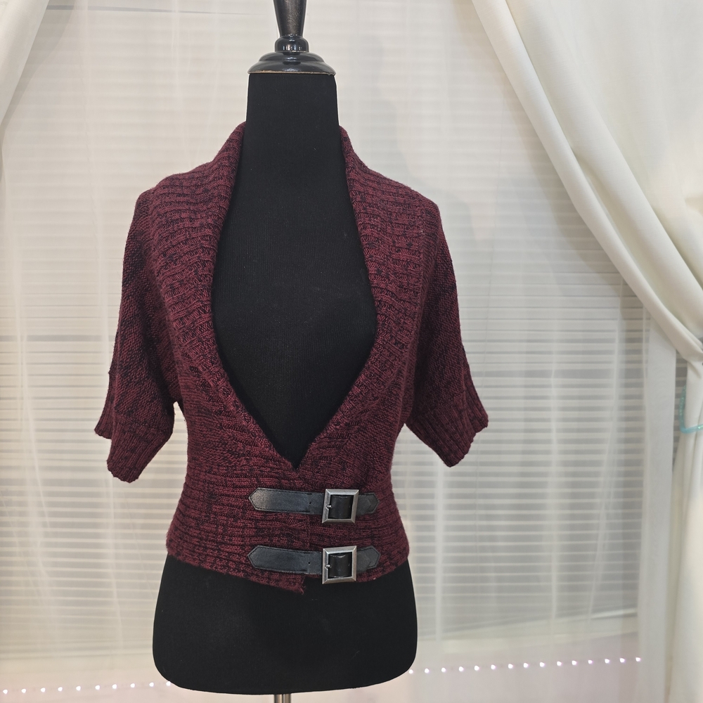 No Boundaries Maroon Sweater with Buckle Accents